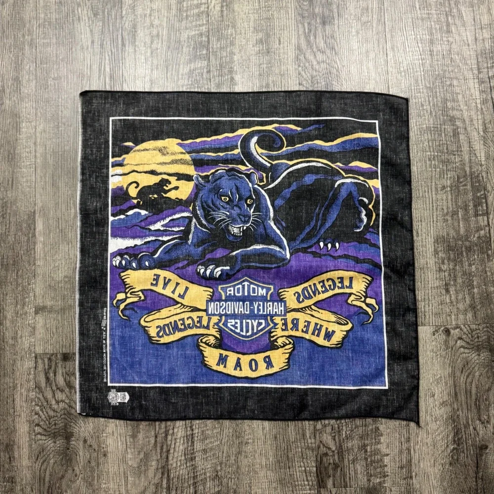 Vintage Harley Davidson Biker Panther Bandana Legends Live Where Legends Roam
